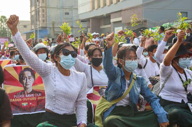 Democracy protests in Myanmar.