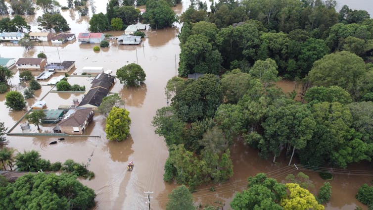 Houses lie flooded in NSW after recent rains.
