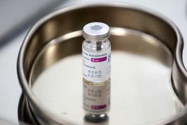 A vial of the AstraZeneca vaccine