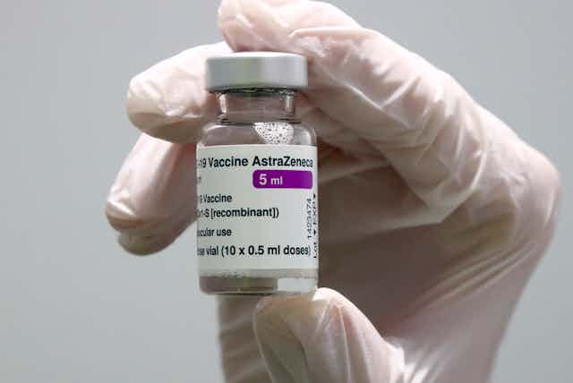 A vial of the Oxford/AstraZeneca vaccine