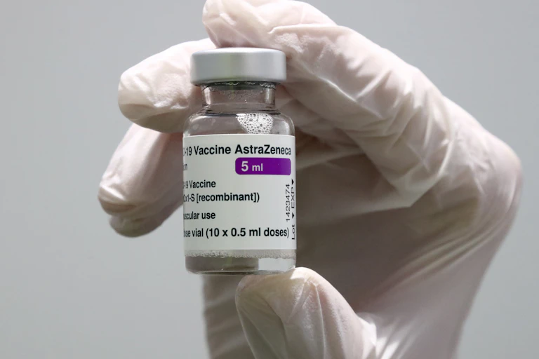 A vial of the Oxford/AstraZeneca vaccine