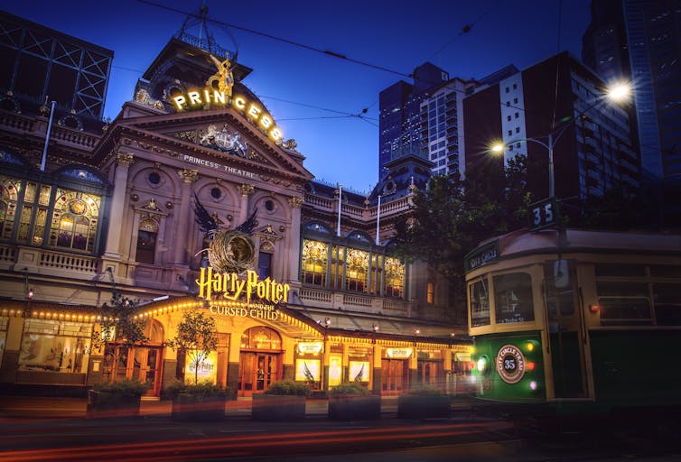 Harry Potter sign over Melbourne theatre