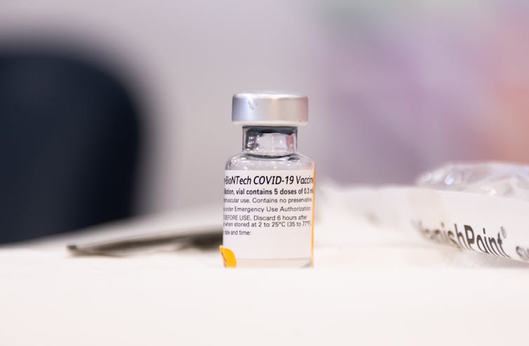 A vial of the Pfizer-BioNTech vaccine.