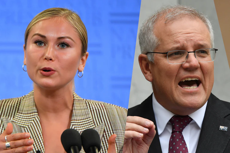 Grace Tame, Scott Morrison, and Christine Holgate