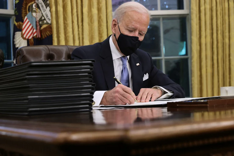 Joe Biden à la Maison-Blanche, le 20 janvier 2021.