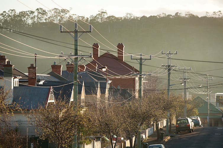 street with power lines