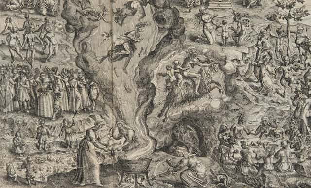 An engraving depicting a witches sabbath.