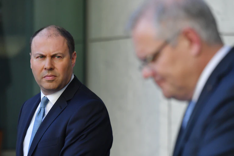 Australia's treasurer John Frydenberg and prime minister Scott Morrison