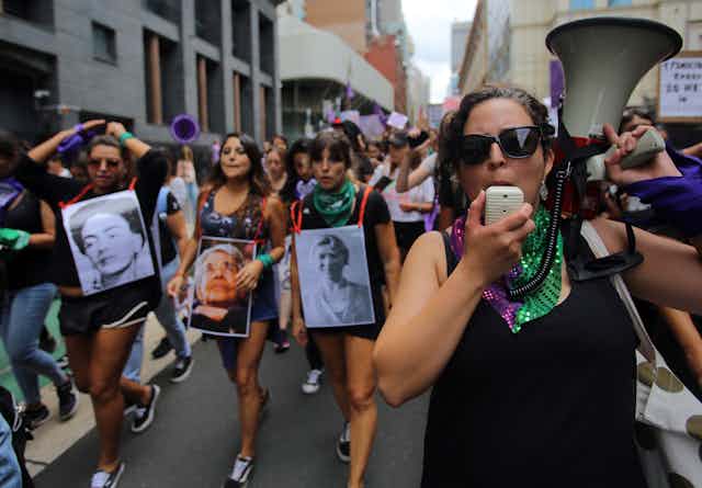 Women marching for gender equality in Sydney.