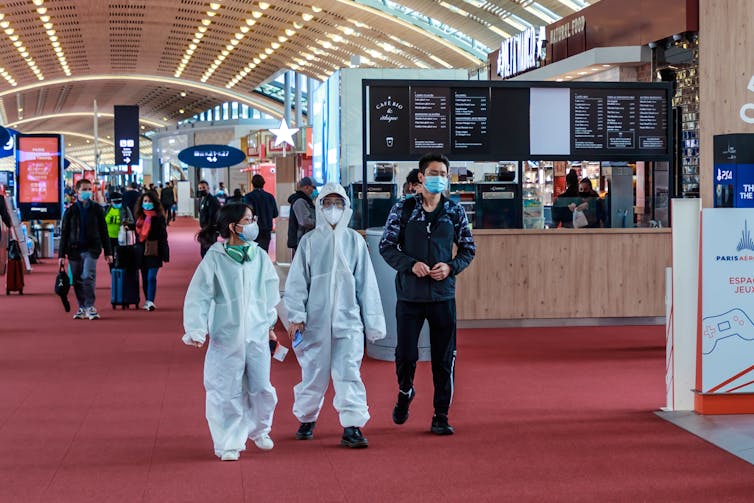 Passengers at Roissy Airport, near Paris, April 11 2021.