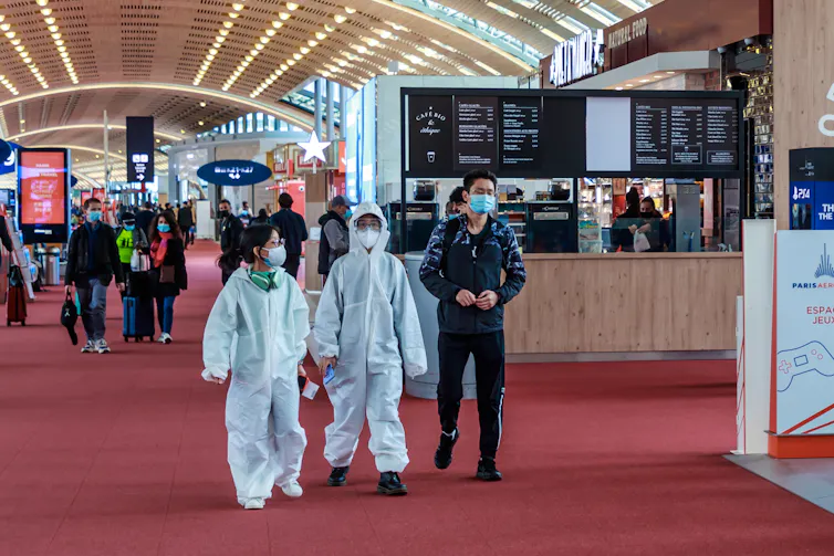Passengers at Roissy Airport, near Paris, April 11 2021.