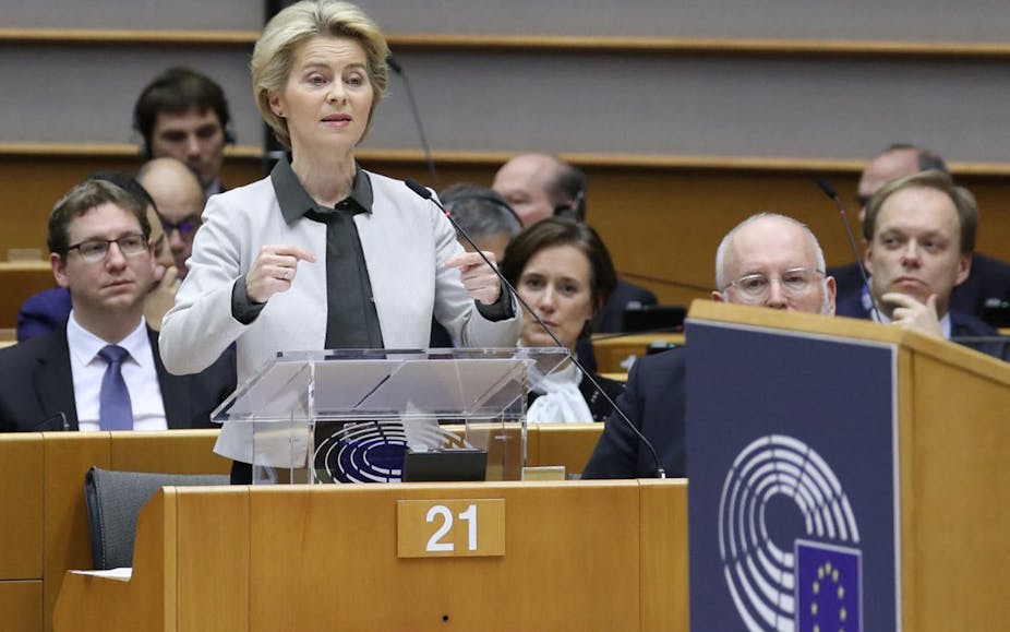 European Commission president Ursula von der Leyen presents the "Green New Deal" plan to fight climate change.
