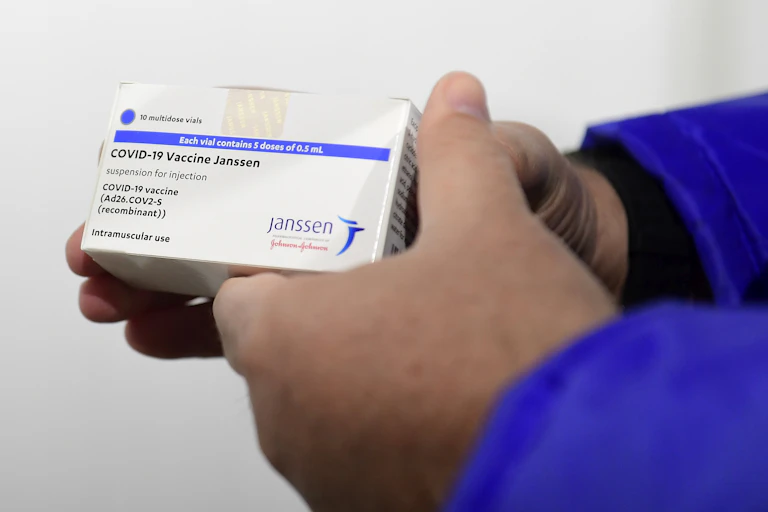 A box of the Janssen/Johnson&Johnson COVID-19 vaccine