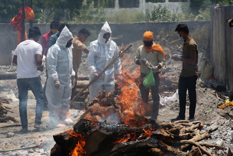 Last rites for COVID victims in Bhopal.