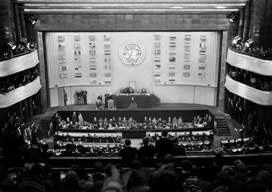 Ouverture de la troisième assemblée des Nations unies le 22 septembre 1948 au Palais de Chaillot, à Paris