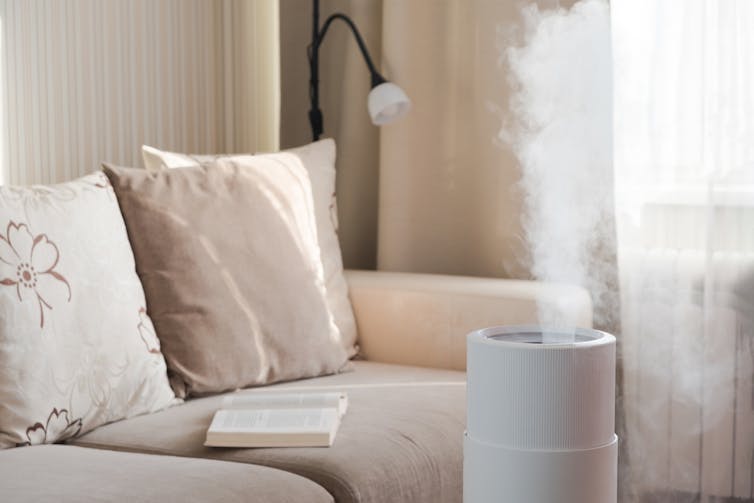A humidifier in a room