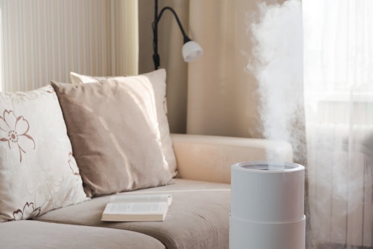 A humidifier in a room