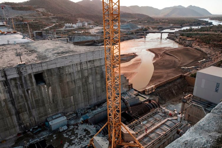 A general view of the Blue Nile river as it passes through the Grand Ethiopian Renaissance Dam in Ethiopia