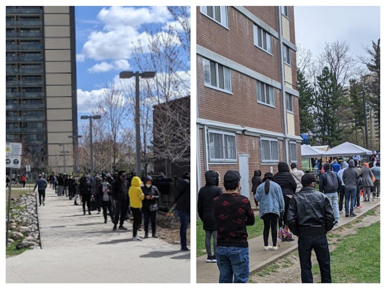 Long line-ups outside on sidewalks