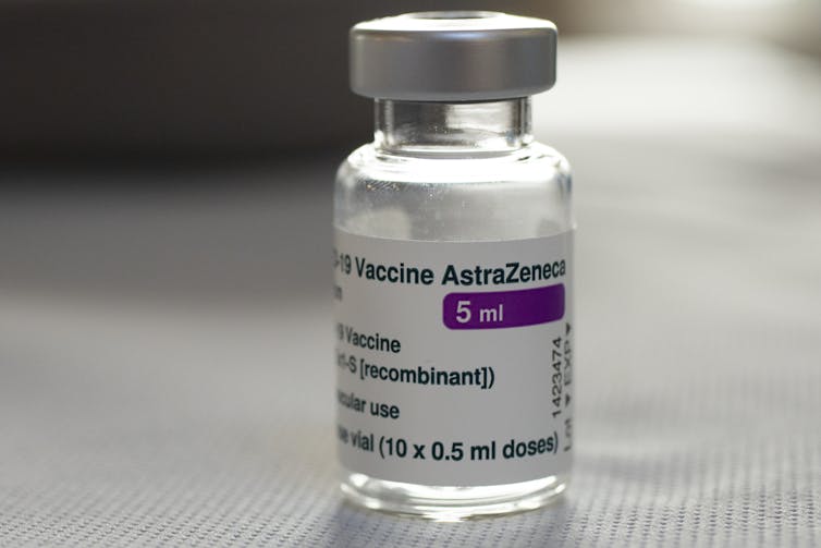 A vial of the AstraZeneca COVID-19 vaccine