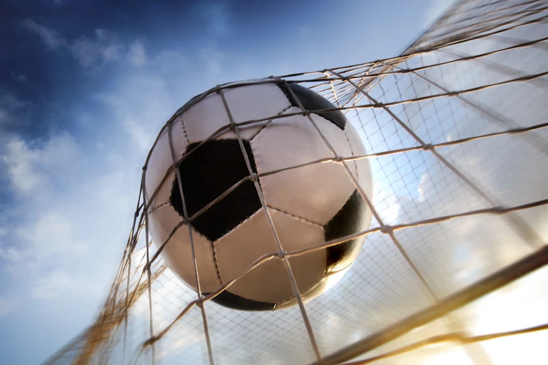 Football in the back of the net