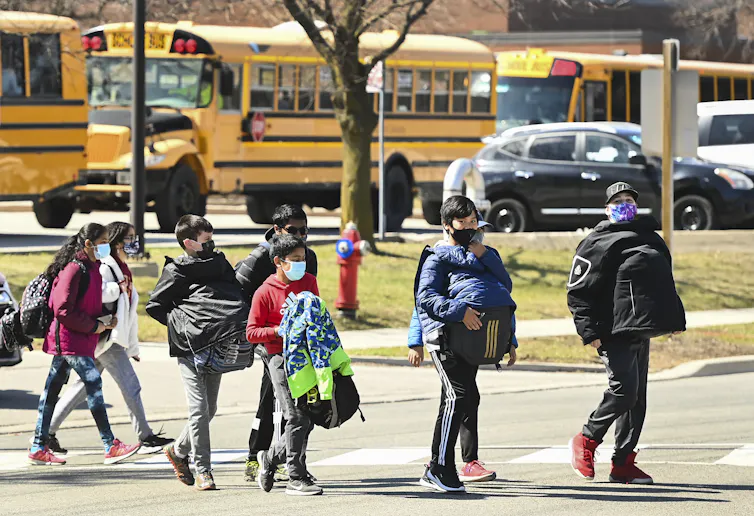 Kids wearing masks
