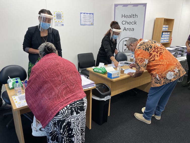 Border staff getting ready to be vaccinated.