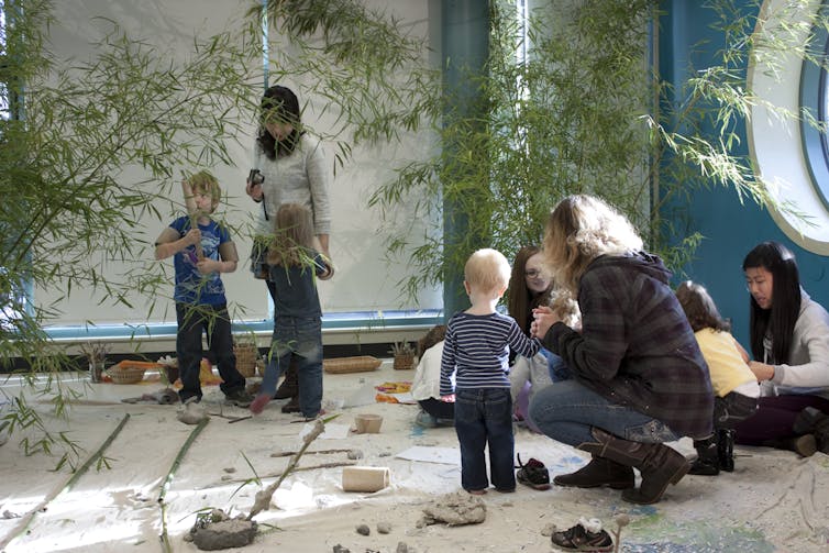 Educators with children.