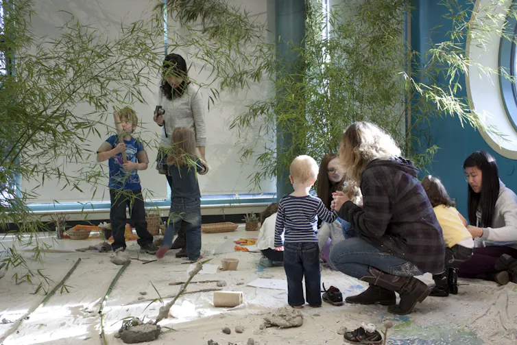 Educators with children.
