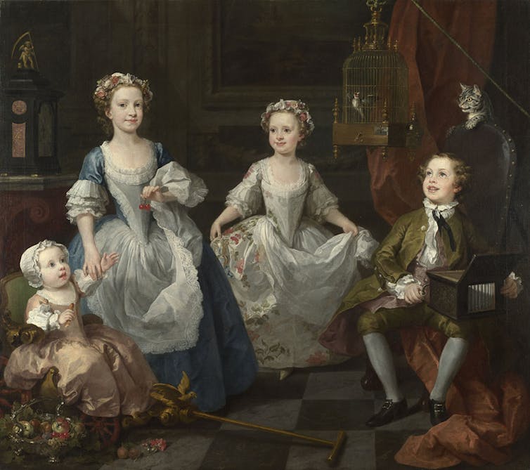 Painting of four children.