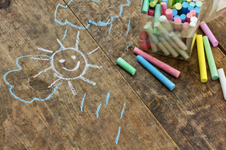 A chalk drawing of a sun.