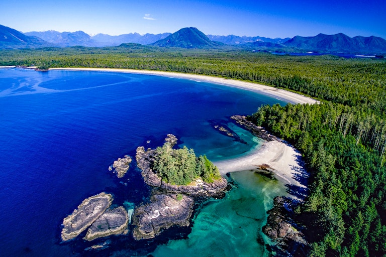 Aerial view of Clayoquot Sound, British Columbia.