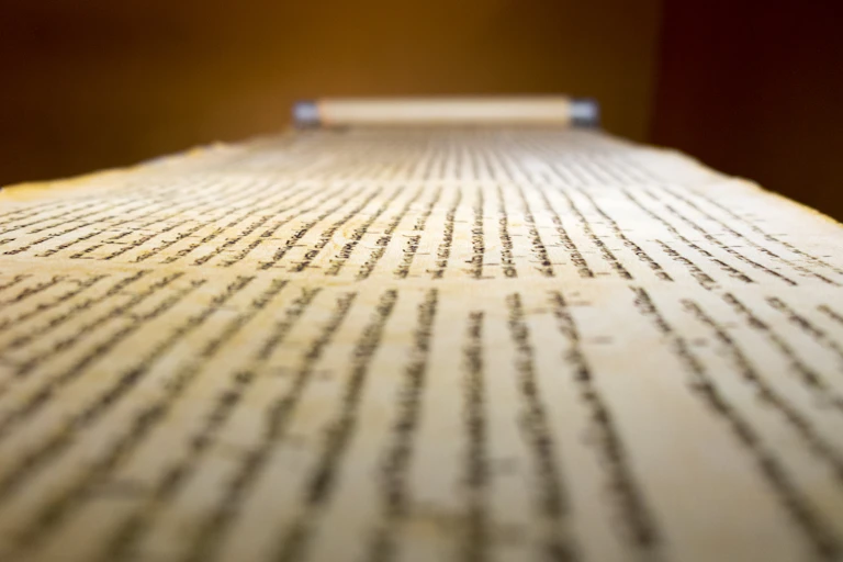Dead Sea Scrolls on display at the caves of Qumran.