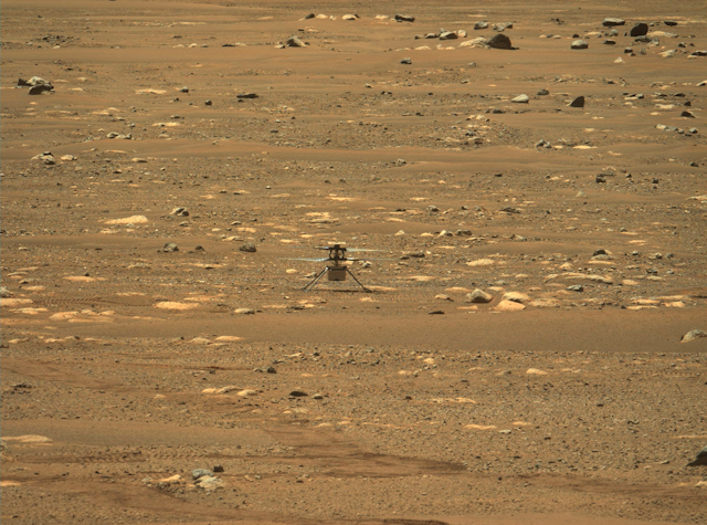 A drone on a Martian landscape
