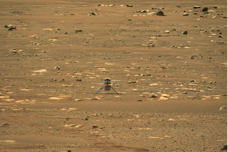 A drone on a Martian landscape