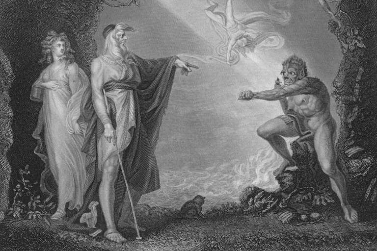 A depiction of the half-human Caliban from Shakespeare's The Tempest