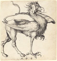 A drawing of a halfâ&#128;&#147;eagle, halfâ&#128;&#147;horse griffin.