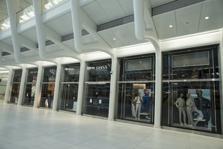 Inside Oculus mall at World Trade Center, New York, which is closed due to pandemic lockdown.