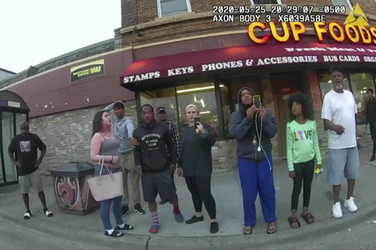 Bystanders watching the murder of George Floyd, including Darnella Frazier, who made a video of the murder.