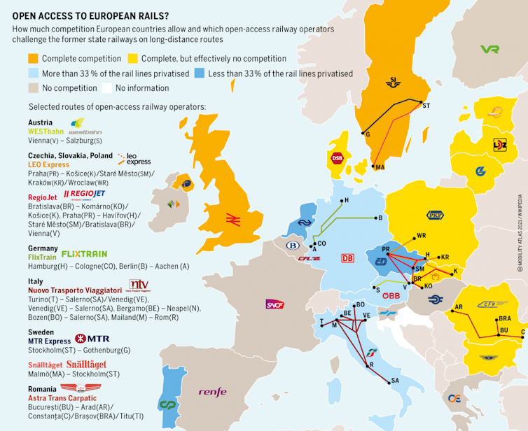 map showing progress on Single European Railway Area