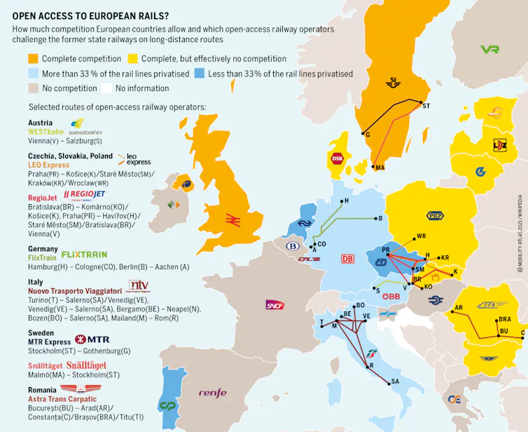 map showing progress on Single European Railway Area