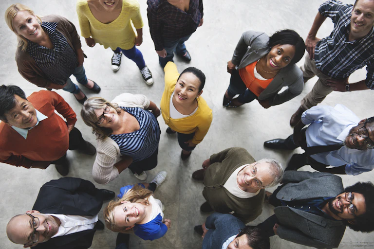 An ethnically diverse group of people.