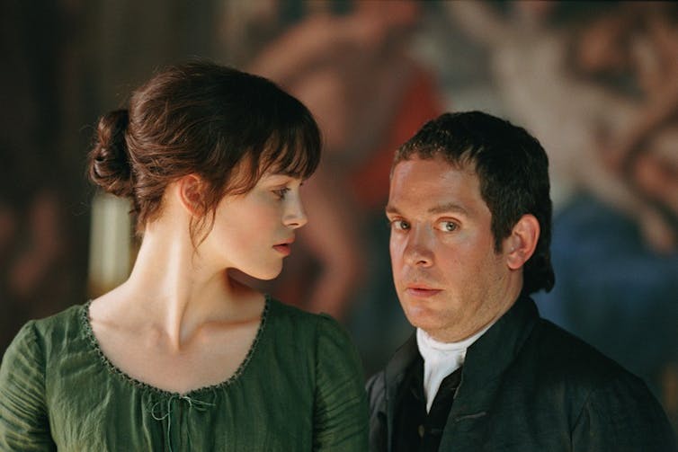 Keira Knightley and Tom Hollander in Pride and Prejudice