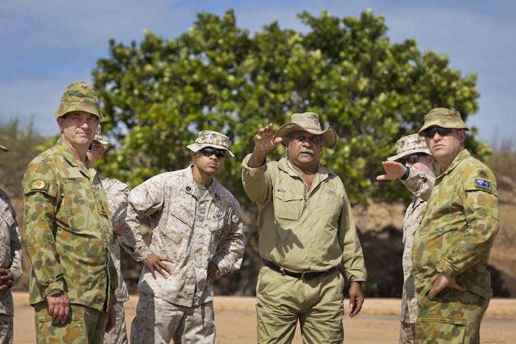 A Larrakia Elder advising army personnel