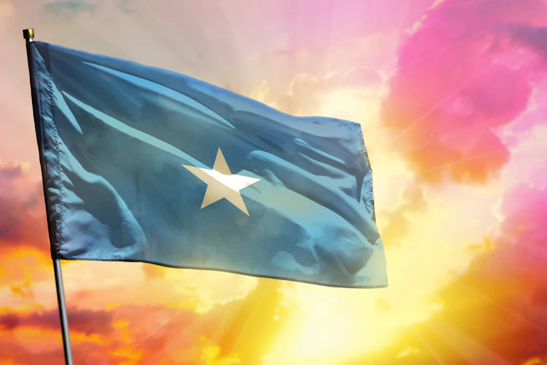 Somali flag with white star on blue background
