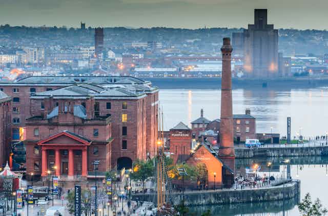 An aerial view of the Albert Docks in Liverpool