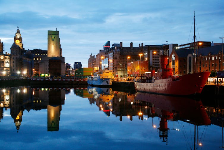 Albert Dock in Liverpool at twilight