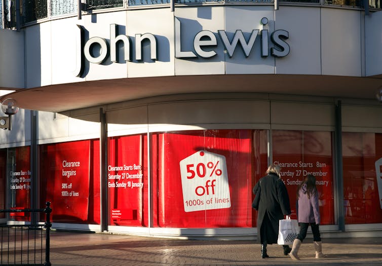 John Lewis frontage with a big sale sign in the window