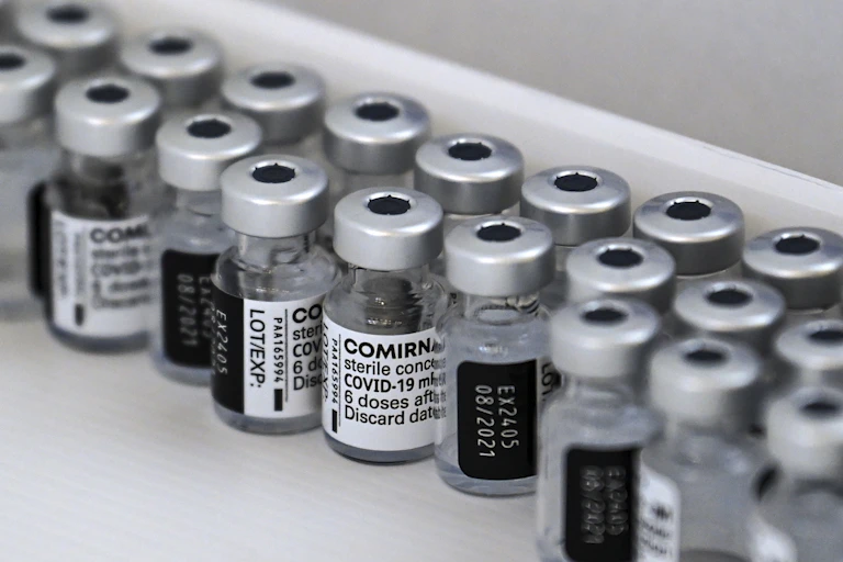 Vials of the Pfizer mRNA COVID-19 vaccine