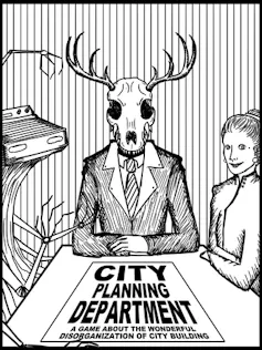 A deer head in a suit.